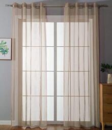 Gardinenbox 20332-cn2 Set of 2 Eyelet Curtains Transparent Plain H x W 175 x 140 cm Sand Stores Curtain Eyelets Lead Tape End Living Room