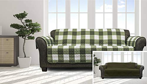 Quick Fit Alba Reversible Waterproof Microfiber Sofa Cover in Chocolate-Sage