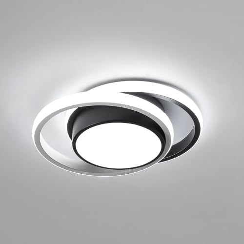 Comely LED Ceiling Lights, Modern LED Ceiling Lights 32W 2350LM, Cool White 6500K, Round Ceiling Lighting for Bedroom Hallway Balcony Corridor (Black) (Dia 27cm)