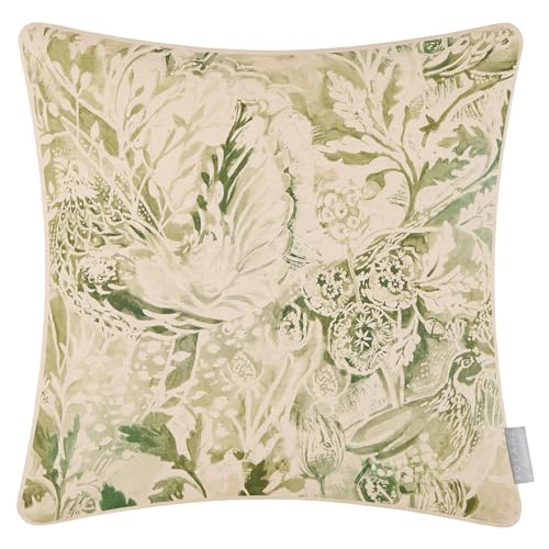 Voyage Maison Rothesay Feather Filled Cushion – Woodland Watercolour Printed Piped Country Décor (Meadow - 43x43cm)