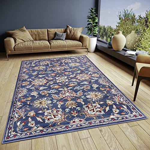 Hanse Home Caracci Oriental Rug - Oriental Runner Classic Densely Woven with Ornaments and Flower Motifs Soft Short Pile for Bedroom, Dining Room, Living Room, Hallway, Kitchen - Blue, 57 x 90 cm
