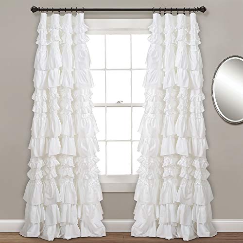 "Lush Decor, White Kemmy Window Curtain Sing Panel, 84"" x 52"", 52"" W x 84"" L"