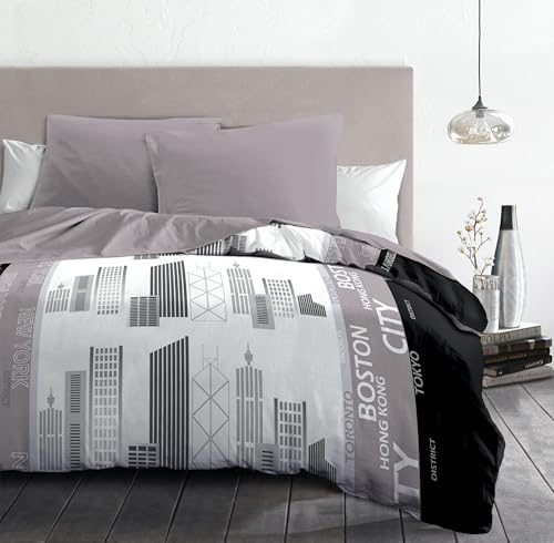 Home Passion District Duvet Cover, Linen, Set of 3 Microfibre 220 x 240 x 0.1 cm, Multi-Coloured