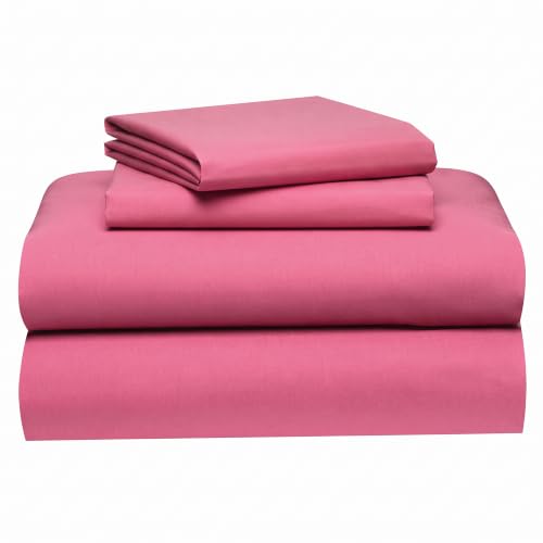 Full XL 100% Microfiber Double Brushed Bedding Sheet Set - Extra-Soft, Breathable & Wrinkle-Free - 15'' Deep Pockets, 54'' x 80'' - Ideal for Extra Long Full Beds - 4PC Set (Full XL, Pink)