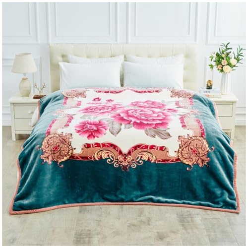 GC GAVENO CAVAILIA 2Ply Weighted Blanket For Adult - 5kg Heavy Bed Throw Sherpa Fleece Blanket Reversible (200x240 cm) - Floral Blanket King Size - Deep Sleeping - Anxiety Relief - Machine Washable