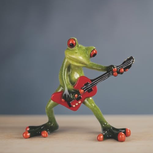 "ICE ARMOR 6.25"" H Frog Playing Guitar Figurine Statue Sculpture Ornament Decoration Home/Room Decor Ideas for Housewarming, Holidays and Birthdays Great Collectible"