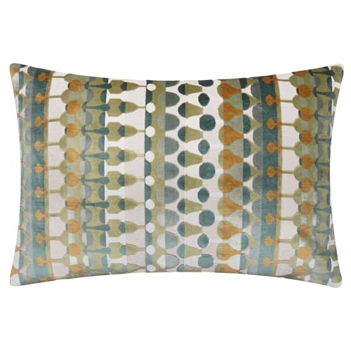 furn. Metro Abstract Polyester Filled Cushion – Geometric Velvet Jacquard Decorative Pillow (Green – 40x60cm)