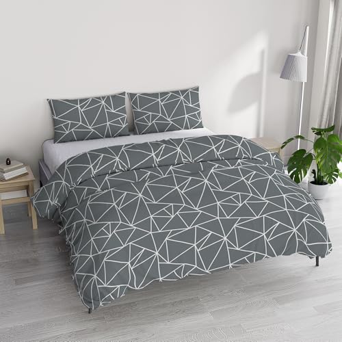 Italian Bed Linen Ida Cotton Double Duvet Cover Set, Made in Italy – Duvet Cover Set – Duvet Cover 250 x 200 cm with Double Flap and 2 Pillow Cases (Double, Mars)