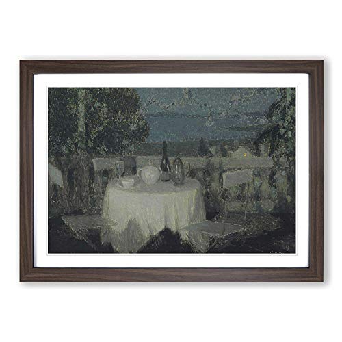 Henri Le Sidaner Table in The Morning Framed Print - A2 Walnut Framed Wall Art - Ready to Hang - Modern Nature Picture - Living Room Bedroom Lounge Office