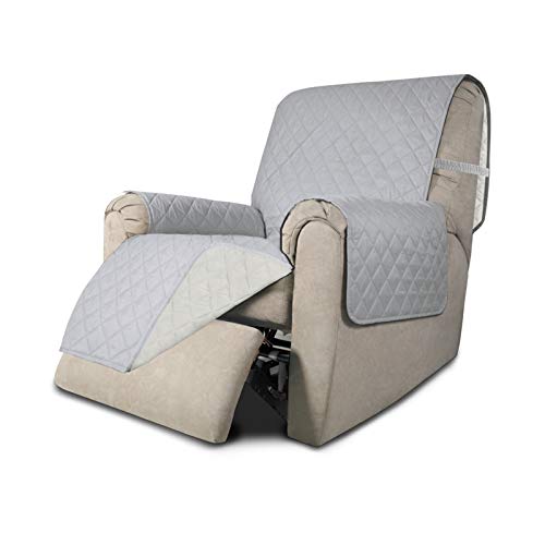 Easy-Going Recliner Sofa Slipcover Reversible Sofa Cover Water Resistant Couch Cover Furniture Protector with Elastic Straps for Pets Kids Children Dog Cat (Recliner, Light Gray/Ivory)