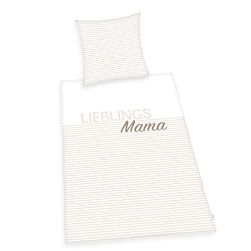 Herding Favourite mum bed linen, pillowcase approx. 70x90 cm, duvet cover approx. 140x200 cm, with easy-roll zip, 100% cotton, Renforcé