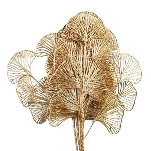 Leaf Design Artificial Flowers, 6 X 65cm Golden Leaves Decoration