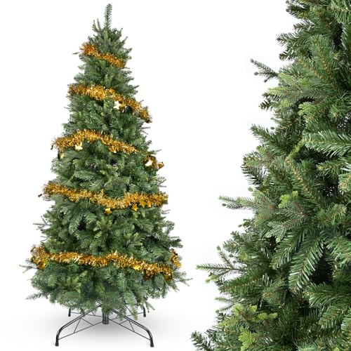 YEAUPE PRO 170cm Artificial Christmas Tree with 800 Tips, PVC + PE - Sturdy Metal Base with 9m Decorative Ribbon Included - Indoor and Outdoor Use
