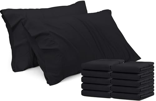 Utopia Bedding Queen Pillow Cases - Pack of 12 - Envelope Closure - Soft Brushed Microfiber Fabric - Shrinkage and Fade Resistant Pillow Covers Queen Size 20 X 30 Inches (Black)