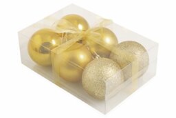 Galileo Casa 2411398 Christmas Baubles, Gold, Plastic, 6 x 6 x 0.1 cm
