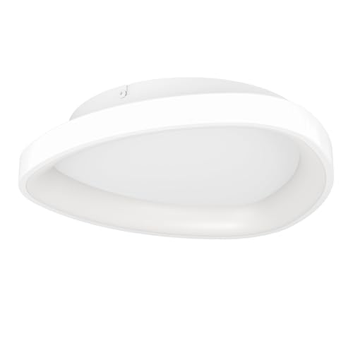 Eglo LED Ceiling lamp Moggiona, Light Fixture with Remote, dimmable, Plastic and Metal in White, Warm to Cool White Lighting, Ø 35 cm