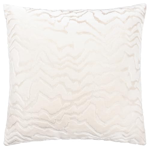 Paoletti Tierra Cushion Cover – Luxury Abstract Textured Cut Velvet Decorative Case (White – 50x50cm)