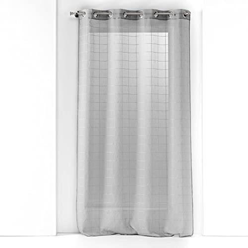 Douceur d'Intérieur, Eyelet Curtain with Eyelets 140 x 240 cm Sandblasted in Owl Grey