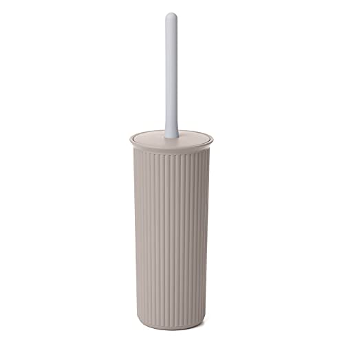 TATAY Toilet Brush - Compact and Functional Design - BPA-Free Plastic Toilet Brushes - Made in Spain - 9.5 x 9.5 x 39.5 cm - Baobab Collection - Taupe