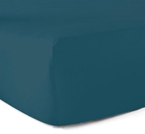 100% Cotton 57 Thread Count Fitted Sheet – Duck Egg Blue – 90 x 190 cm – 30 cm Corner