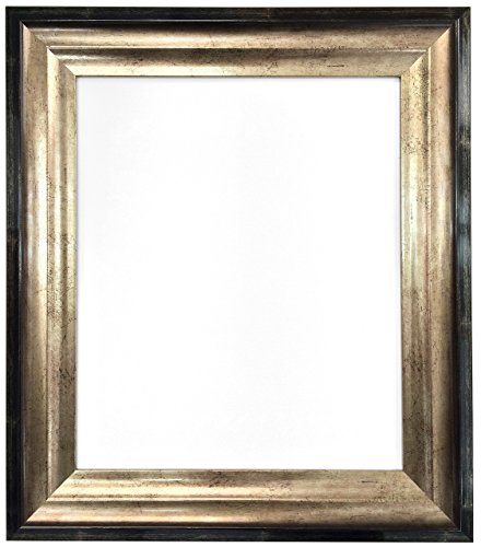 "FRAMES BY POST Firenza Antique Distressed Black and Gold Picture Photo Frame Plastic Glass 16"" x 12"""