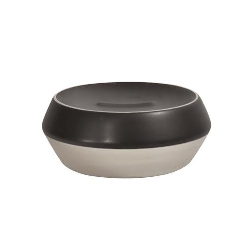 Spirella Joshua Stoneware Soap Dish, Size 12 x 5 cm, Elegant Bathroom Accessory, Modern and Practical Design for Optimal Storage, Matt Silver, Sandstone
