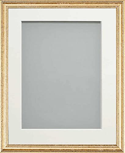 Frame Company Beatrice Range Gold Ornate Wooden Picture Frame With White Mount, 14x11 for A4 *Choice of Mount Colours and Sizes* Fitted with Real Glass