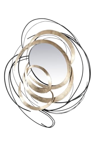 GILDE Decorative Wall Relief XXL - Large Metal Picture with Mirror - Wall Decoration Living Room - Gift and Decoration - Colours: Black Gold - 115 x 90 cm