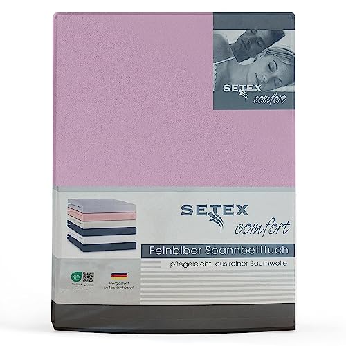 Setex - Flannelette Bed Sheet with Elastic Band Cuddly Soft - Flannelette Fitted Sheet Made of 100% Cotton with All-Round Elastic Band - Bed Sheet 180 x 200 cm Lilac
