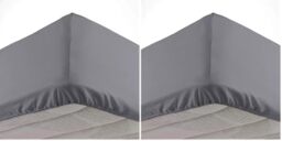Douceur d'Intérieur, Double Fitted Sheet 140 x 190 cm Microfibre Plain Oscar Charcoal 100% Polyester 1643701 (Pack of 2)