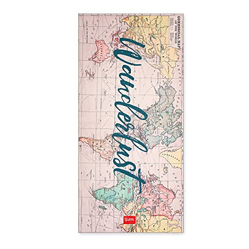 Legami – Beach Towel, Theme: Travel, Quick Drying, Ultra-absorbent Microfibre Towel, Compact, Lightweight to Transport, Measurements: 85x180 cm, for Beach, Pool, Sea, Garden
