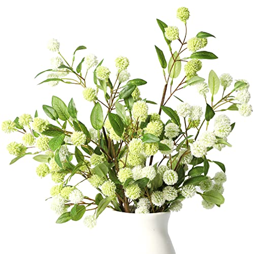 "Melorca&Guilla Artificial Plants,4PCS 35.4"" Green Faux Branches for Vase,Artificial Plants for Shop Garden Office Home D??cor (4, White Green)"