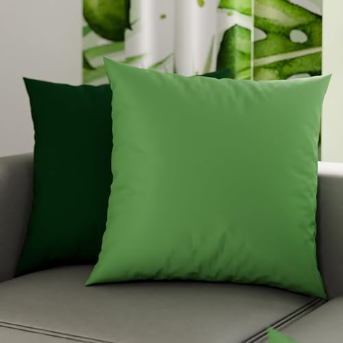 PETTI Artigiani Italiani - Pair of Pillow Cases 30 x 30 cm in Microfibre, Pillows for Bedroom Furniture, Sofa, Set of 2 Cushion Covers, Reversible Pillowcase Olive Green Emerald