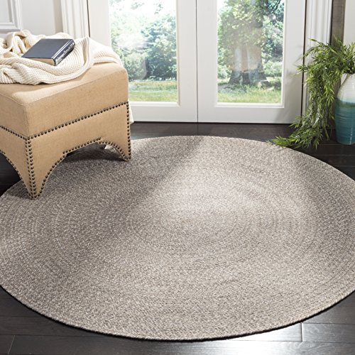 Safavieh Traditional Rug Living Room, Dining Room, Bedroom - Reversable - Braided Collection, Short PIle, in Ivory and Beige, 91 X 91 cm