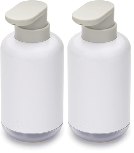 Joseph Joseph Duo Pump Bottle Soap Dispenser, Kitchen & Bathroom, 300ml, Refillable, White, Pack of 2