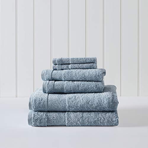 Tommy Bahama- Bath Towels, Absorbent & Fade Resistant Cotton Towel Set, Fashionable Bathroom Decor, Oeko-Tex Certified (Island Retreat Bay Blue, 6 Piece)