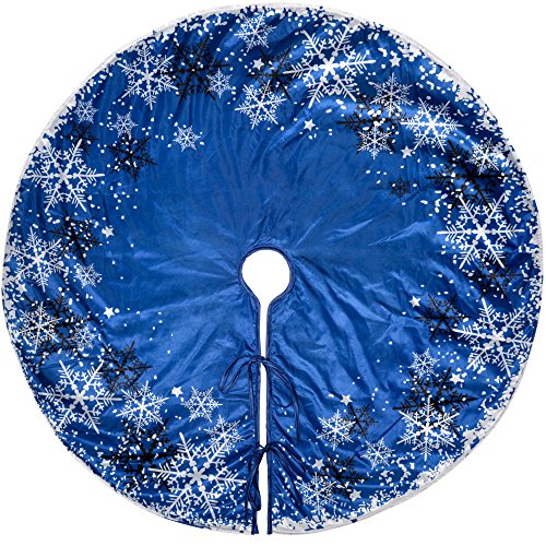 WeRChristmas Snowflake Christmas Tree Skirt Decoration, 120 cm - Large, Blue