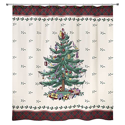 Avanti Linens Spode Christmas Tree Tartan Collection, Multicolor, Shower Curtain