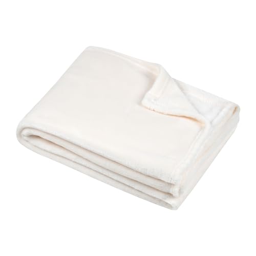 STOF - Plaid – Size 180 x 220 cm – 100% Polyester – Ecru – Stanford Model – Blanket – Soft Warm Comfortable Fleece, Plain
