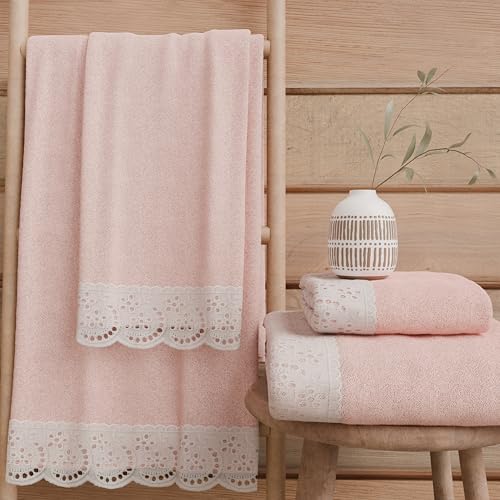 PETTI Artigiani Italiani - 100% Cotton Terry Bath Towels, 1+1 Towel Set, 2 Pieces 1 Face Towel and 1 Hand Towel, Pink