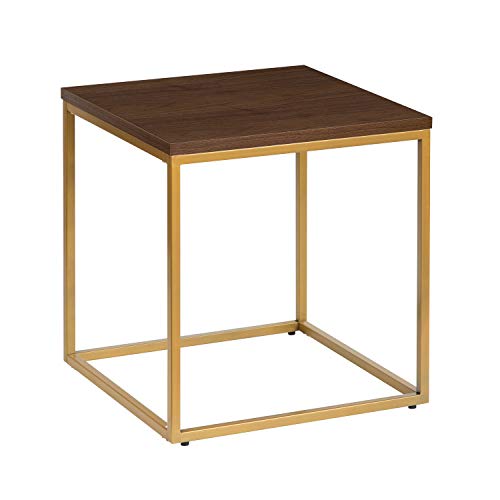 A ASPECT Regis Side Table/End Table/Nightstand (Walnut/Gold, 45x45x46(H) cm)