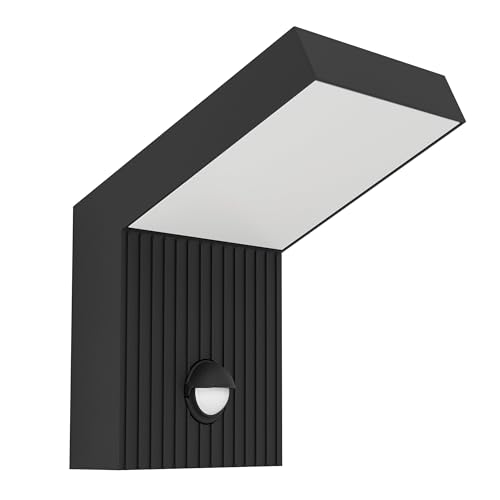 Eglo Outdoor wall Light Grottazzolina, Motion Sensor, Porch and Front Door lamp, Outside Lighting, Black Aluminium, Warm White, IP54
