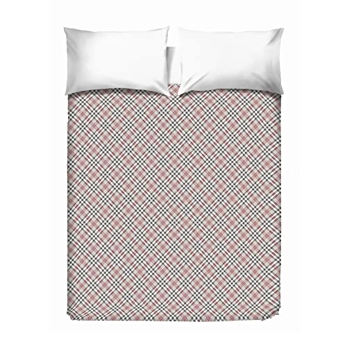 PENSIERI DELICATI Double Bed Sheet 260 x 280 cm, Single Sheet 100% Cotton Pique, Ideal as Furnishing Towel, 2 Squares Scotty Beige, 100% Made in Italy