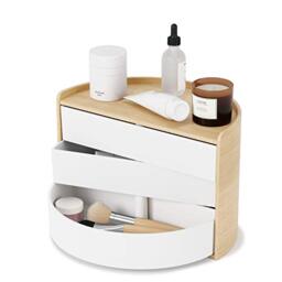 Umbra Moona Jewelry Box, Decorative and Functional Organizer for Smaller Accessories, Perfume, Small Plants and Other Items, White/Natural