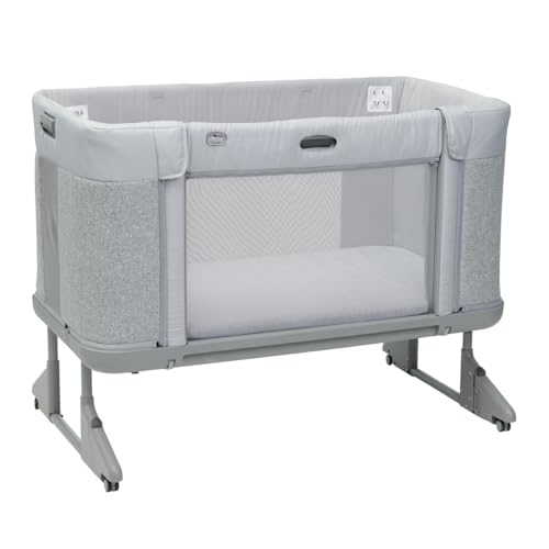 Chicco Next2Me Forever Bedside Crib & Cot, Suitable from Birth up to 4 Years with 11 Adjustable Height Positions, One-hand Opening, Becomes a Toddler Floor Bed, Ash Grey, 08079650610000