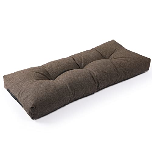 Sunrox LokGrip Non Slip Tufted Memory Foam Bench Cushion, FadeShield Water Resistant Durable Thicken Outdoor/Indoor Bench Seat Pads 30x14x4 inch, Heather Chestnut
