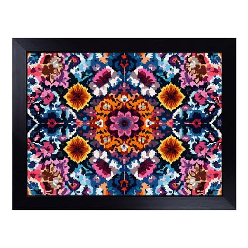 Lap Tray with Bean Bag Cushion, Bohemian Pattern - Handmade in the UK, Raised Wooden Edge, Padded Cushion, Heat-Resistant Wipe-Clean Surface, for Meals, Laptops and Crafts