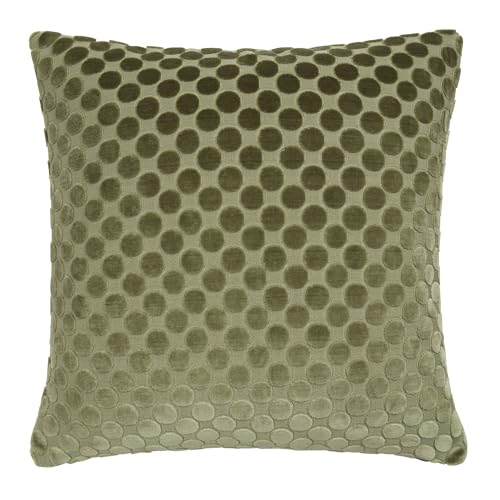 Soiree Velvet Cushion Cover, Jacquard Spots Pattern, Decorative Throw Pillow Cover, 1 Piece, 43 x 43 cm, Green, 100% Polyester