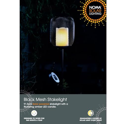 Noma Solar Black Mesh Stakelight – Flickering Effect Candle Weather Light, 500ml (Pack of 1)