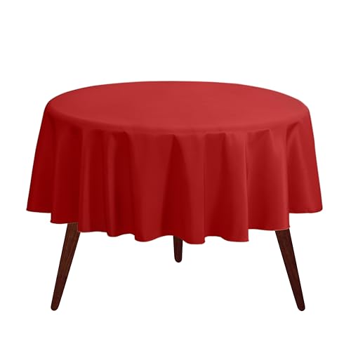 "Gee Di Moda Tablecloth - 120"" Inch Round Tablecloths for Circular Table Cover in Red Washable Polyester - Great for Buffet Table, Parties, Holiday Dinner & More"